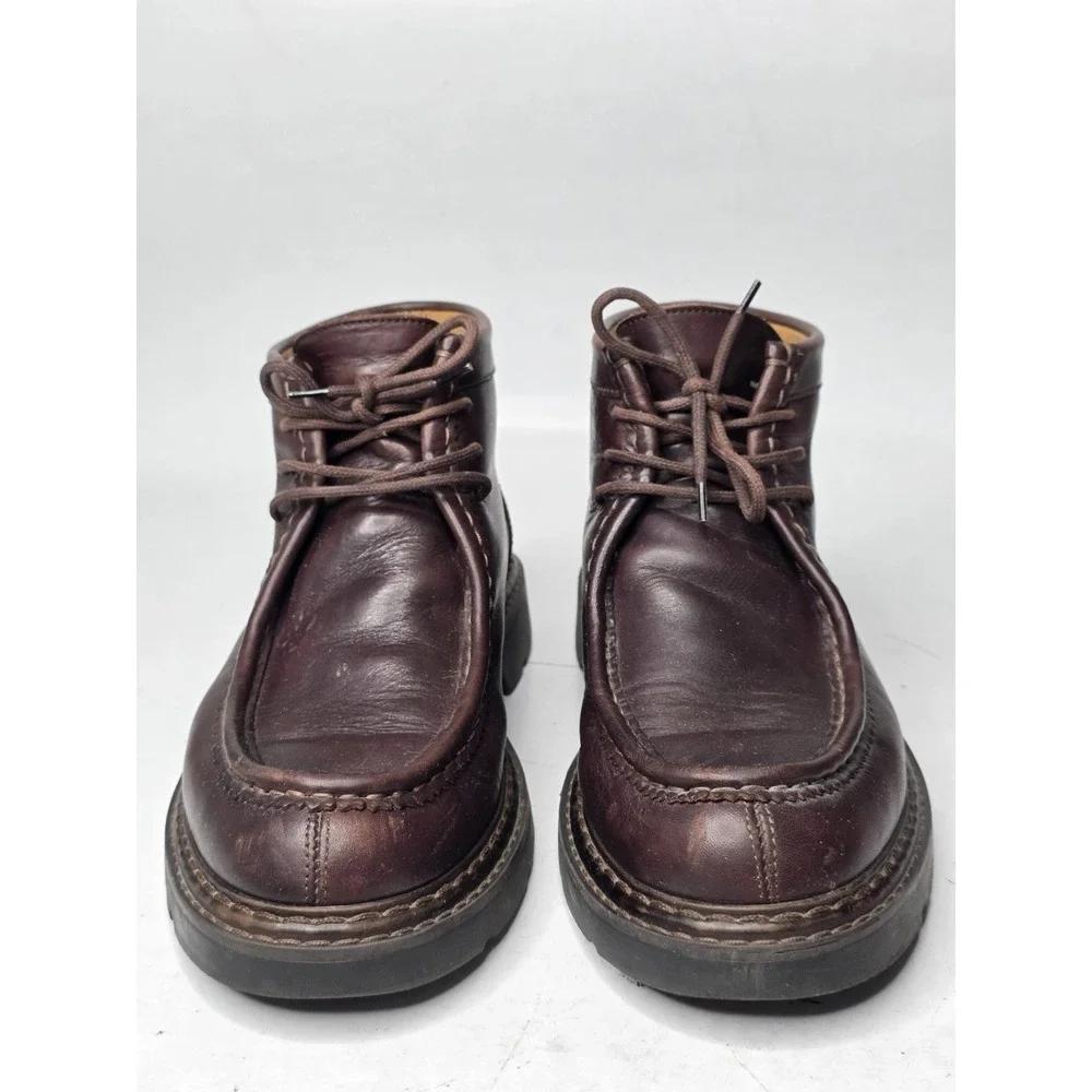 J CREW Men's Boots Size 10 Brown Leather Chukka Lace‎ Up 3-eye Shoes Italy Made